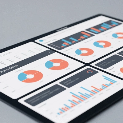 Diverse investment portfolio on a financial dashboard, illustrating diversification