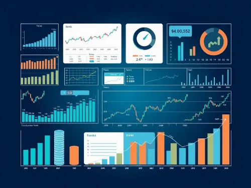 Illustration of a diversified investment portfolio with charts and graphs